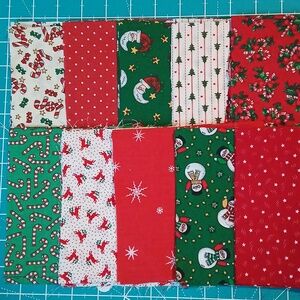 40 Vintage Christmas Fabric Pre-cut Squares 5.75 Inch